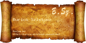 Burics Szixtusz névjegykártya